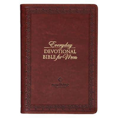 NLT Holy Bible Everyday Devotional Bible for Men New Living Translation, Vegan Leather, Burgundy Debossed