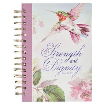 Christian Art Gifts Purple Journal W/Scripture Strength and Dignity Large Bible Verse Notebook, 192 Ruled Pages, Proverbs 31:25 Bible Verse