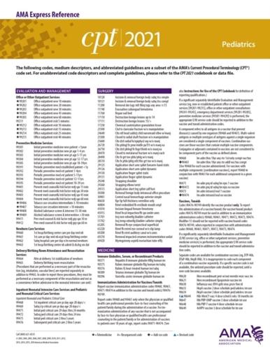 CPT 2021 Express Reference Coding Card
