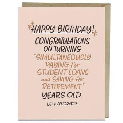 6-Pack Em & Friends Paying For Student Loans Years Old Birthday Cards