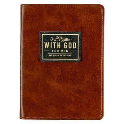 One Minute With God for Men 365 Devotions, Brown Faux Leather Flexcover