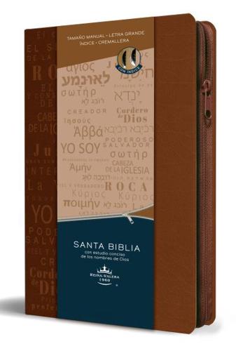 Biblia RVR 1960 Letra Grande Tamaño Manual Cremallera E Índice Canela Nombres De Dios / Spanish Bible RV60 Handy Size Large Print Brown Names of God Index Z