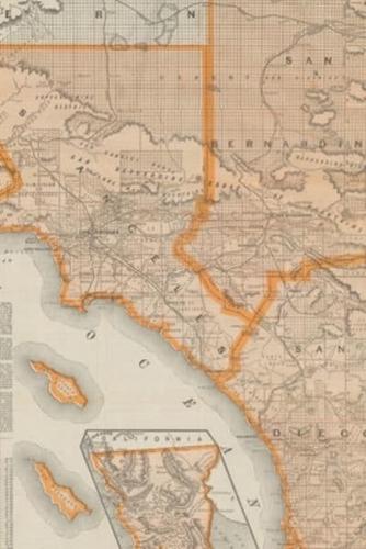 19th Century [1888] Map of Southern California Including Santa Barbara, Ventura, Los Angeles, San Bernardino, and San Diego - A Poetose Notebook / Journal / Diary (50 Pages/25 Sheets)