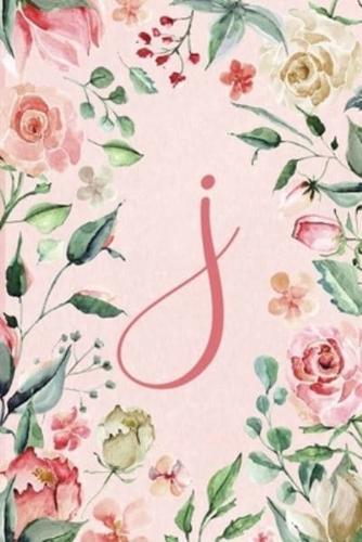 Planner Undated 6"X9" - Pink Green Floral Design - Initial J