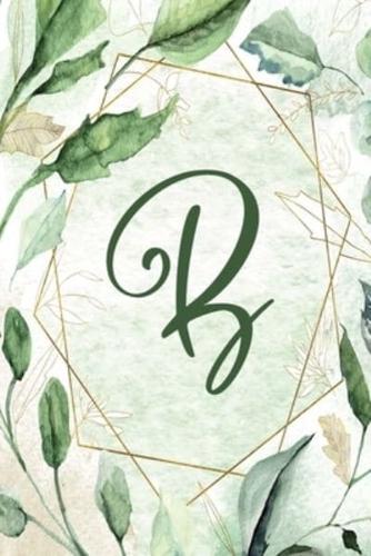 Planner Undated 6"X9" - Green Gold Floral Design - Initial B