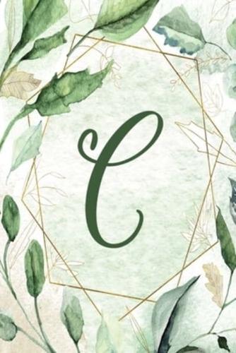 Planner Undated 6"X9" - Green Gold Floral Design - Initial C