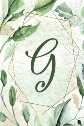 Planner Undated 6"X9" - Green Gold Floral Design - Initial G
