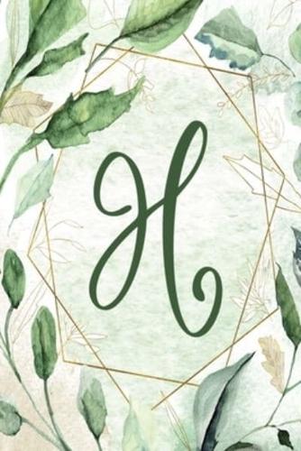 Planner Undated 6"X9" - Green Gold Floral Design - Initial H
