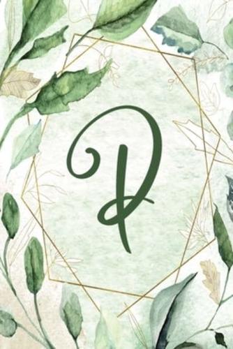Planner Undated 6"X9" - Green Gold Floral Design - Initial P