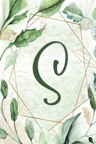 Planner Undated 6"X9" - Green Gold Floral Design - Initial S