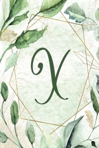 Planner Undated 6"X9" - Green Gold Floral Design - Initial X