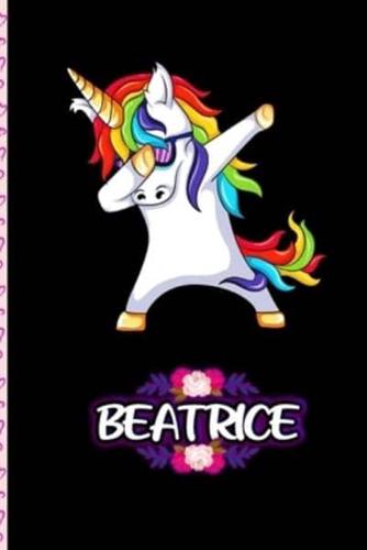 Beatrice - Dabbing Unicorn Personalized Named Notebook