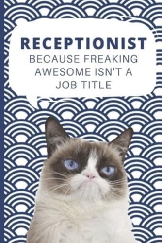 Medium College-Ruled Notebook, 120-Page, Lined - Best Gift For Receptionist - Present For Grumpy Cat Fan or Secretary