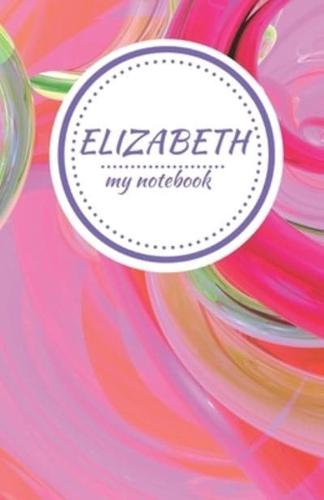 Elizabeth - Personalised Journal/Diary/Notebook - Pretty Girl/Women's Gift - Great Christmas Stocking/Party Bag Filler - 100 Lined Pages (Pink Swirl)