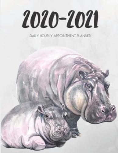 Daily Planner 2020-2021 Watercolor Hippo Calf 15 Months Gratitude Hourly Appointment Calendar