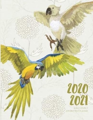 Daily Planner 2020-2021 Watercolor Parrot 15 Months Gratitude Hourly Appointment Calendar