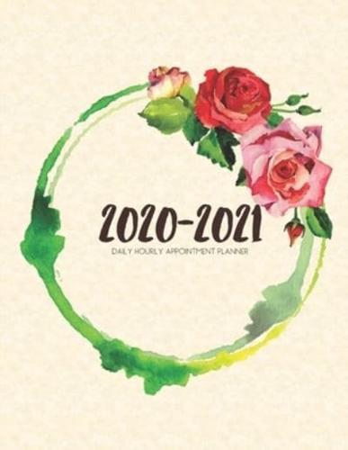 Daily Planner 2020-2021 Watercolor Roses Green Leaves 15 Months Gratitude Hourly Appointment Calendar