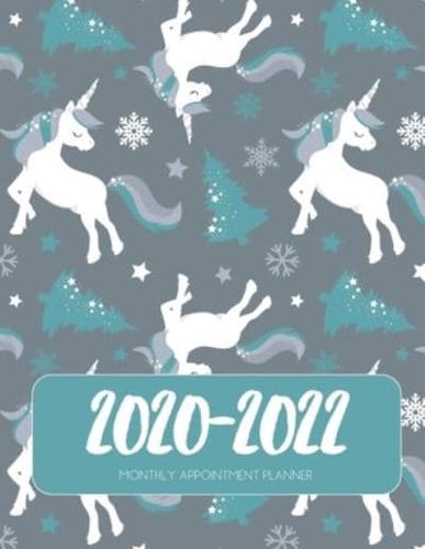 2020-2022 Three 3 Year Planner Christmas Unicorn Monthly Calendar Gratitude Agenda Schedule Organizer