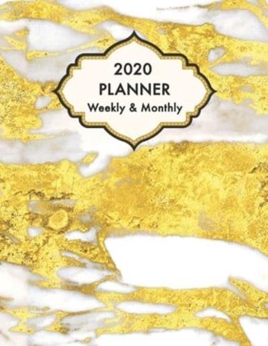 2020 Planner Weekly and Monthly Marble White Gold