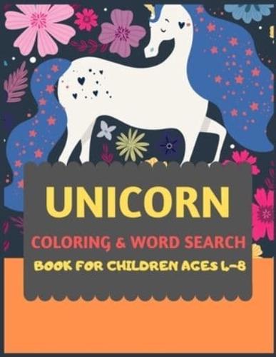Unicorn Coloring & Word Search Book for Children Ages 4-8