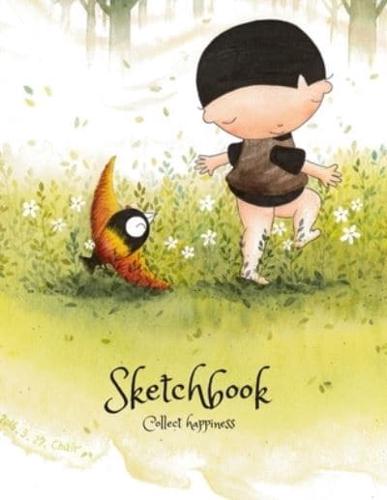 Collect Happiness Sketchbook (Hand Drawn Illustration Cover Vol.1)(8.5*11) (100 Pages) for Drawing, Writing, Painting, Sketching or Doodling