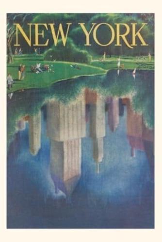 Vintage Journal Art Deco Poster, Central Park Scene, New York City