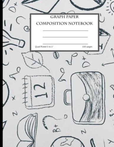 Graph Paper Composition Notebook, Quad Ruled 5 Squares Per Inch, 100 Pages