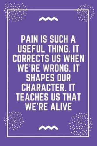 Pain Is Such a Useful Thing. It Corrects Us When We're Wrong. It Shapes Our Character. It Teaches Us That We're Alive