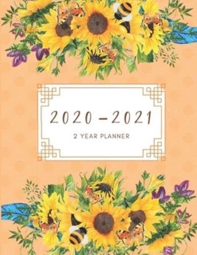 2020-2021 2 Year Planner Sunflowers Monthly Calendar Goals Agenda Schedule Organizer