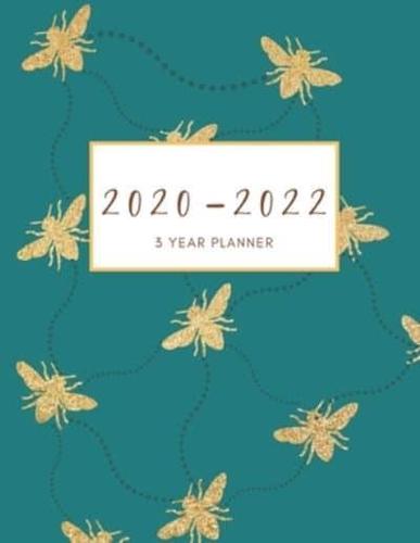 2020-2022 3 Year Planner Honey Bees Monthly Calendar Goals Agenda Schedule Organizer