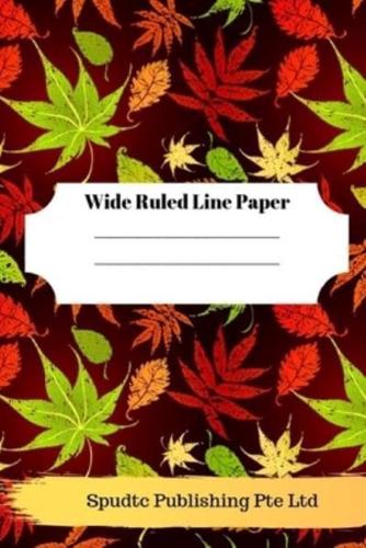 Fall Leaves and Thanksgiving Theme Wide Ruled Line Paper