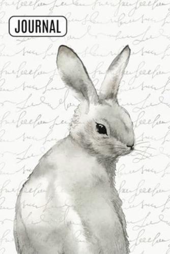 Lined Journal Notebook Watercolor Rabbit