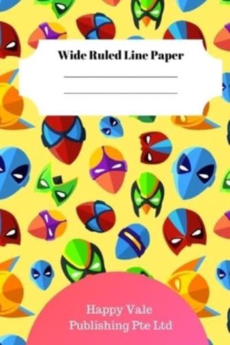 Cute Superhero Theme Wide Ruled Line Paper