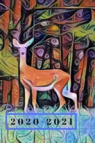 Retro Wildlife Art Cute Deer Dated Calendar Planner 2 Years To-Do Lists, Tasks, Notes Appointments for Men & Women