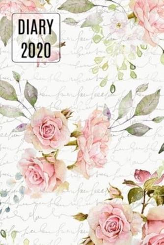 2020 Daily Diary Planner, Pink Watercolor Roses