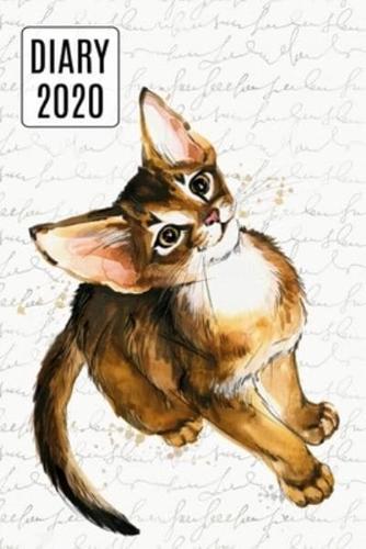 2020 Daily Diary Planner, Watercolor Abyssinian Cat