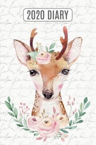 2020 Daily Diary Planner, Watercolor Deer & Flowers