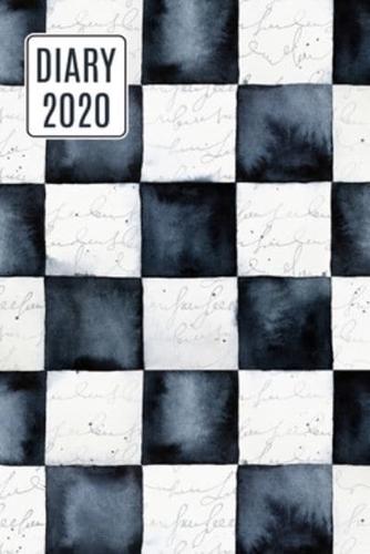 2020 Daily Diary Planner, Watercolor Checkerboard Pattern