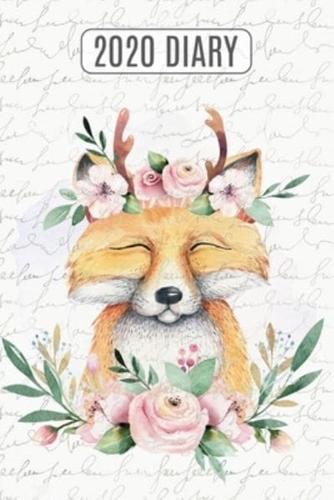 2020 Daily Diary Planner, Watercolor Fox & Flowers