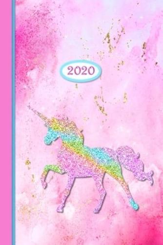 2020 Planner - Pink Rainbow Glitter Unicorn