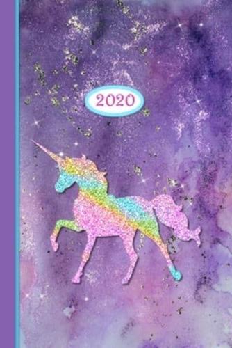 2020 Planner - Purple Rainbow Glitter Unicorn