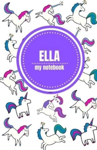 Ella - Unicorn Notebook - Personalized Journal/Diary - Fab Girl/Women's Gift - Christmas Stocking Filler - 100 Lined Pages