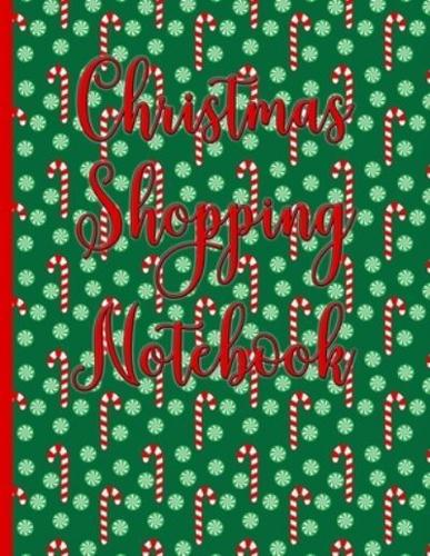 Christmas Shopping Notebook Red & White Striped Candy Canes and Green Peppermints