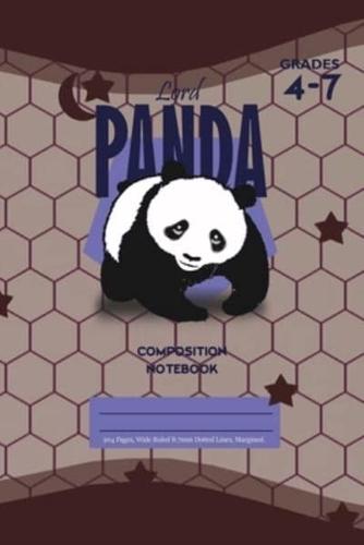 Lord Panda Primary Composition 4-7 Notebook, 102 Sheets, 6 x 9 Inch Coffee Cover