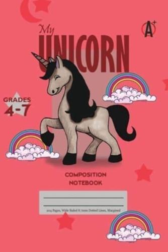 My Unicorn Primary Composition 4-7 Notebook, 102 Sheets, 6 x 9 Inch Pink Cover