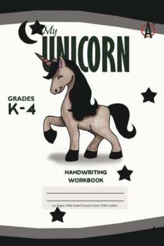 My Unicorn Primary Handwriting k-4 Workbook, 51 Sheets, 6 x 9 Inch Black Cover