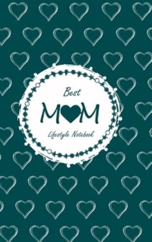 Best Mom Lifestyle Write-in Notebook, Dotted Lines, 288 Pages, Wide Ruled, Size 6 X 9 Inch (A5) Hardcover (Olive Green)