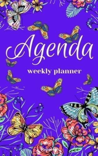 Agenda -Weekly Planner 2021 Butterflies Purple Hardcover136 Pages 6X9-Inches