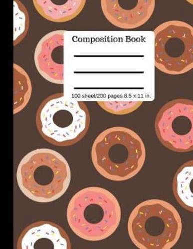 Composition Book 100 Pages 8.5 X 11 Size Donut Wide Ruled Lined Book