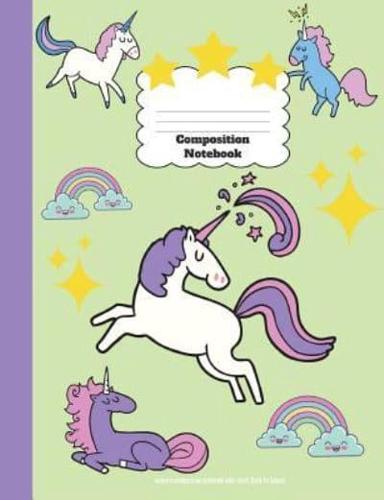 Unicorn Composition Notebook Wide Ruled, Back To School